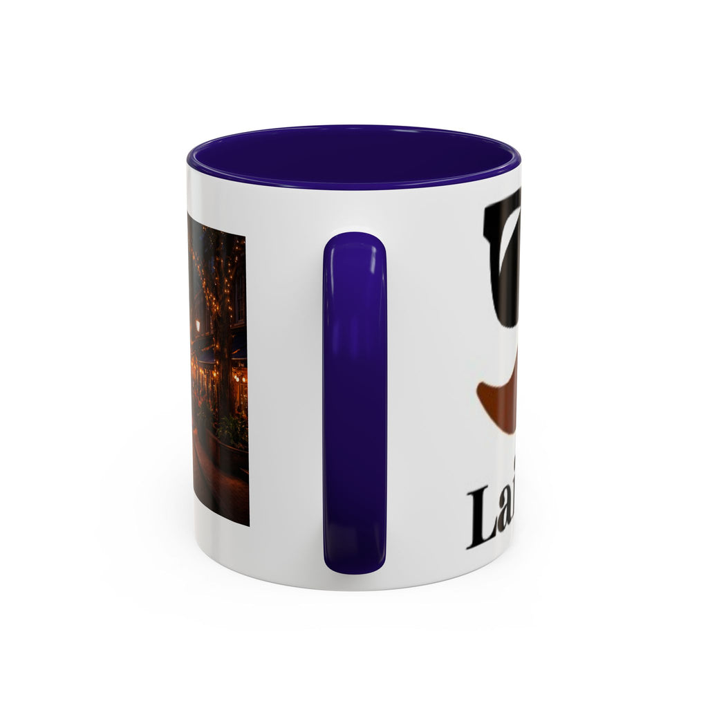 Men's Cozy Street Night Scene Mug | Color Accent Ceramic Coffee Cup