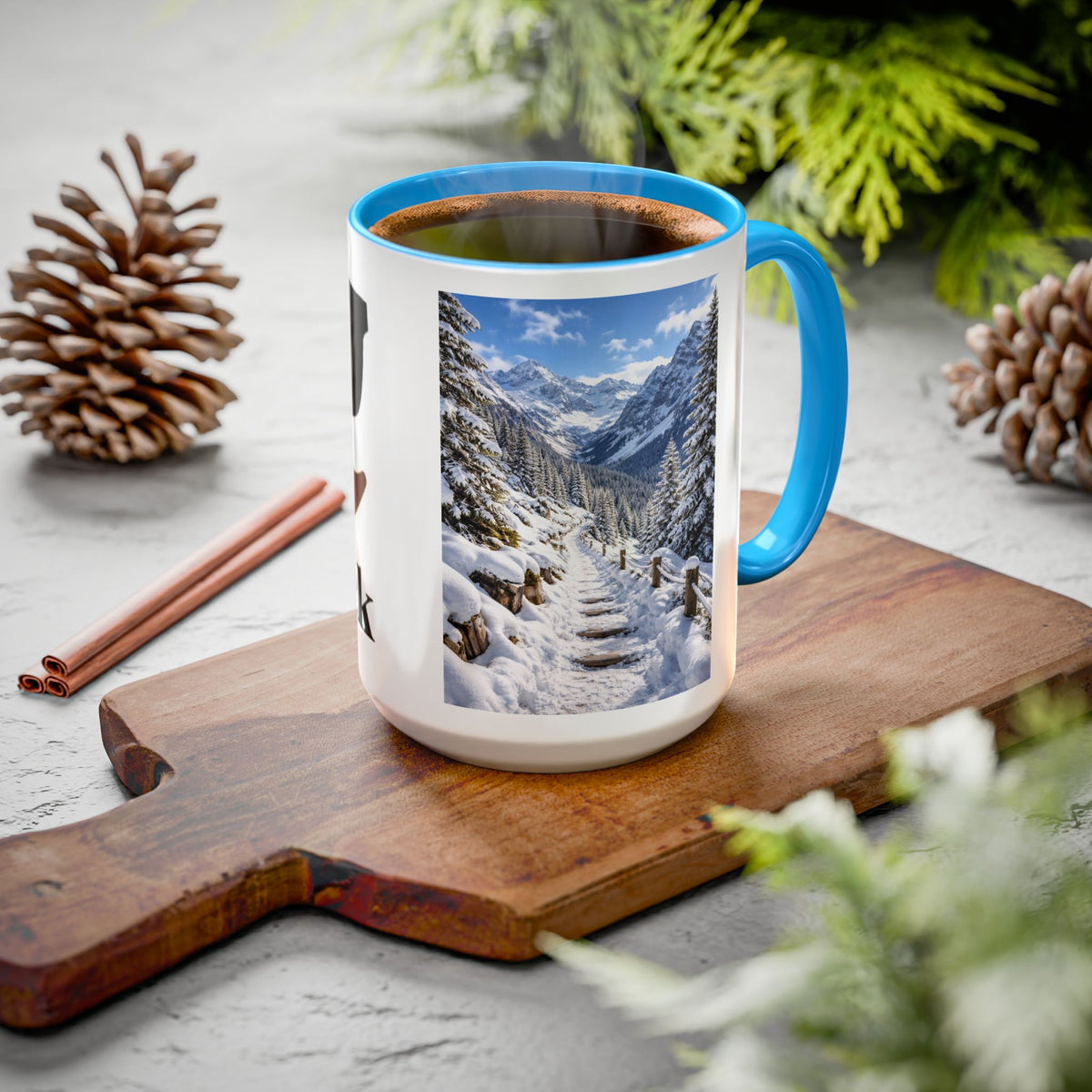 Men's Snowy Mountain Path Mug | Winter Landscape Ceramic Mug