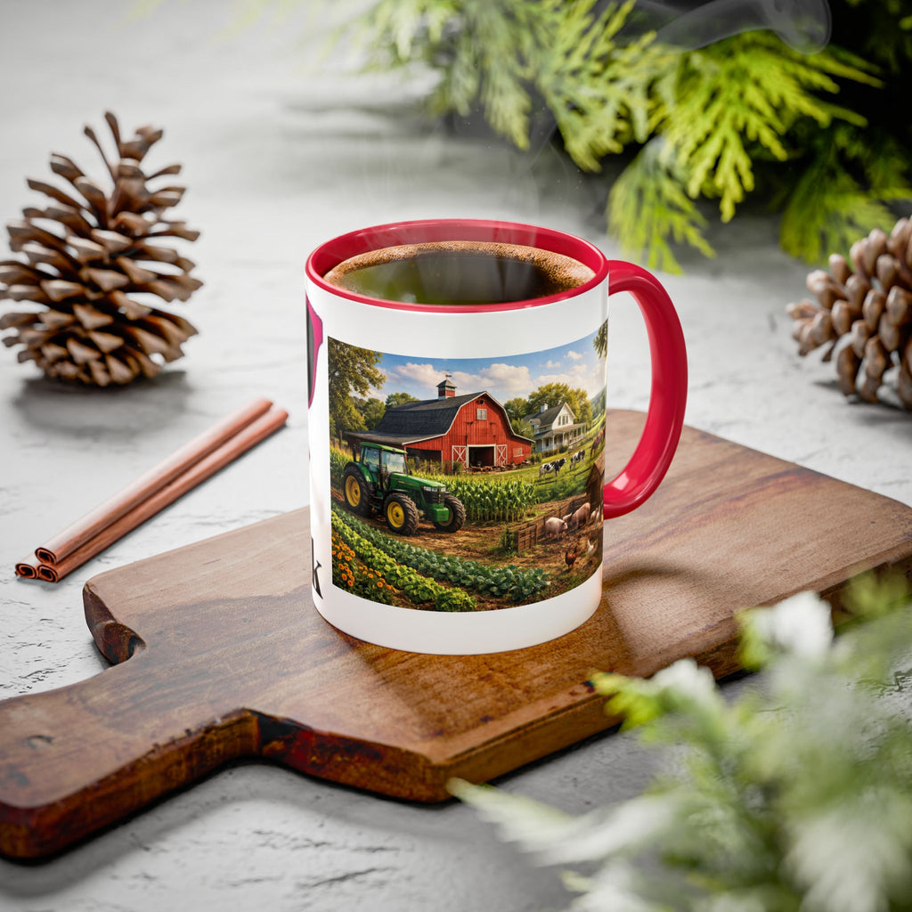 Women's Country Farm Scene Mug | Rustic Barn Tractor Countryside Coffee Cup