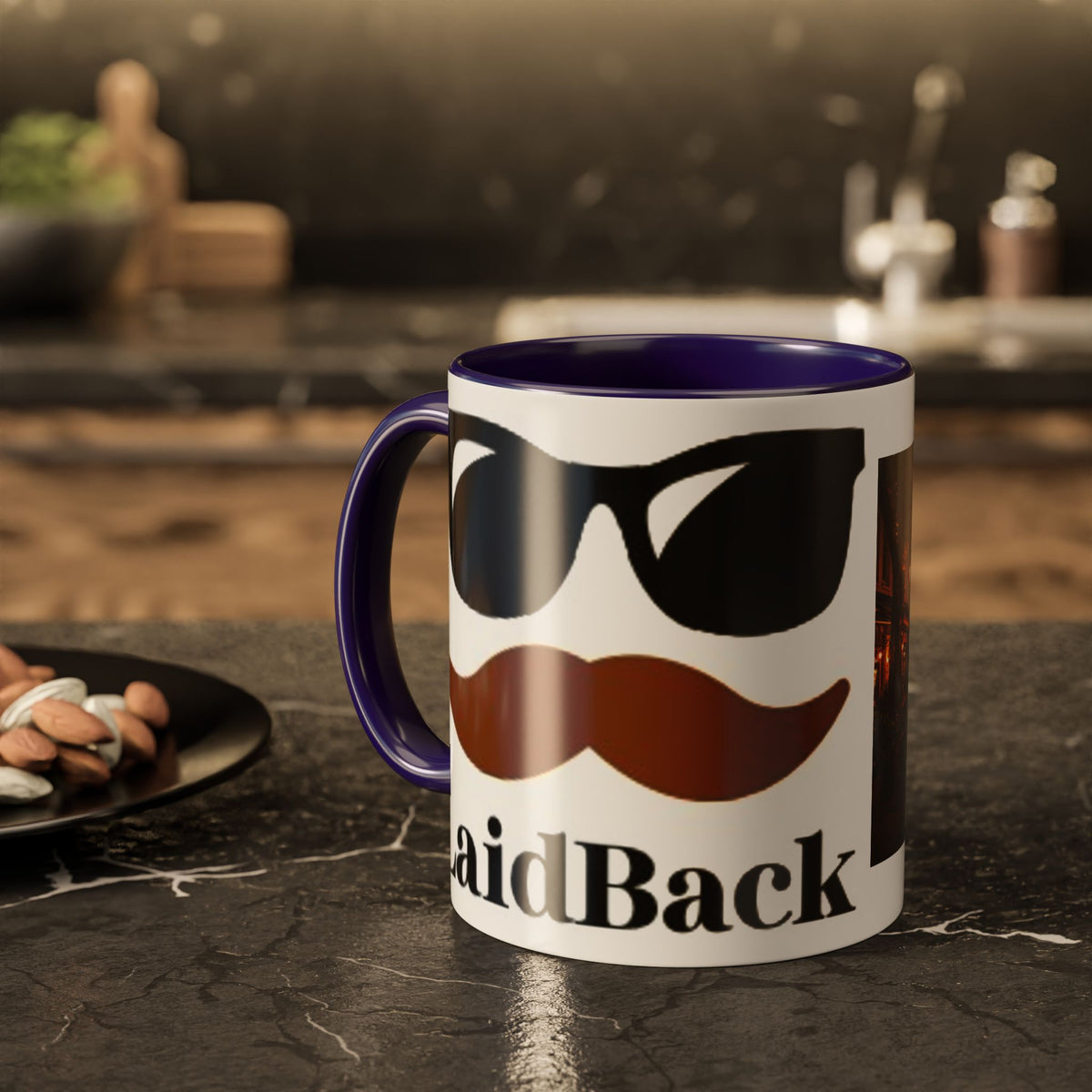 Men's Cozy Street Night Scene Mug | Color Accent Ceramic Coffee Cup
