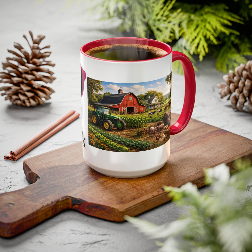 Women's Country Farm Scene Mug | Rustic Barn Tractor Countryside Coffee Cup
