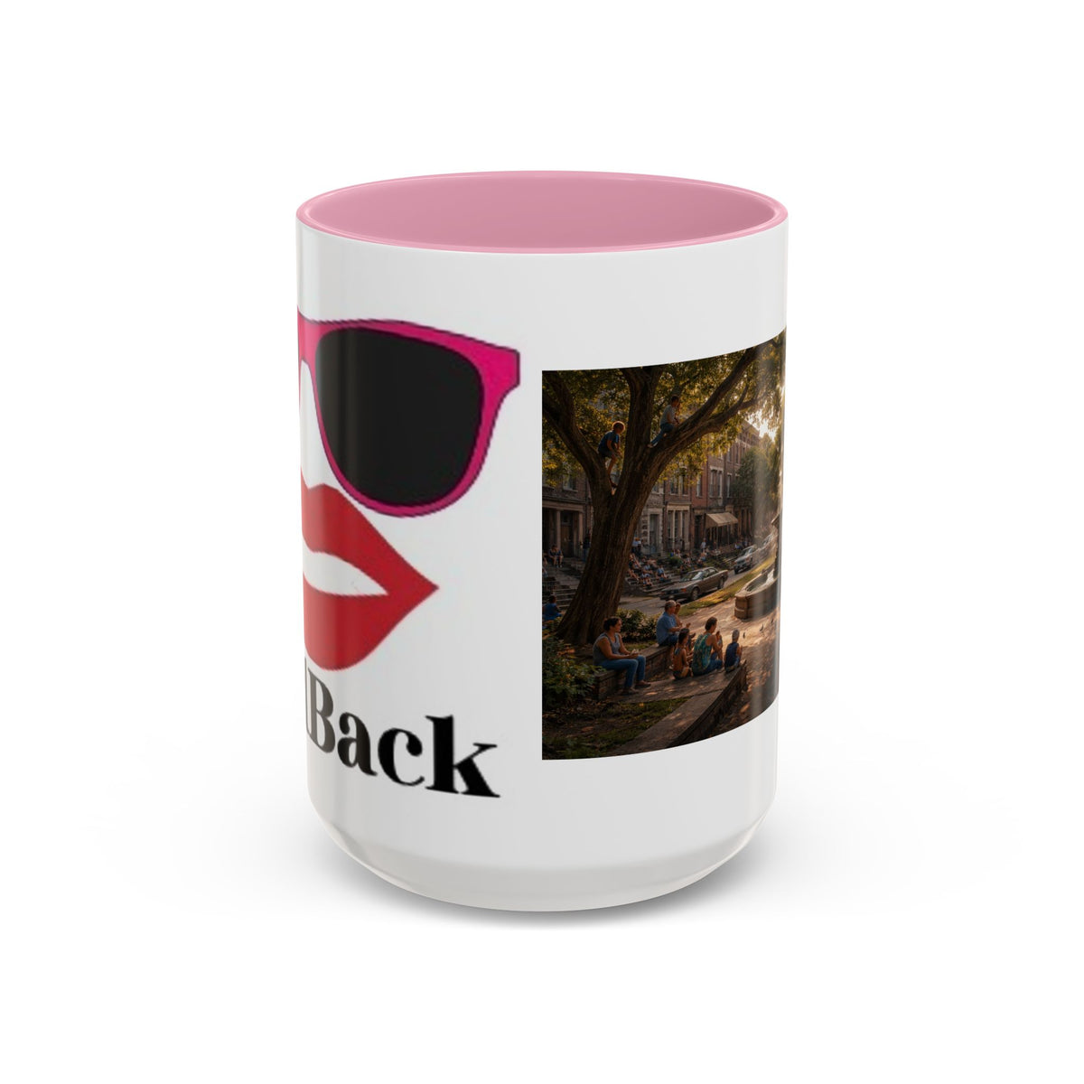Women's City Park Fountain Neighborhood Scene Mug | Colorful Ceramic Coffee Cup