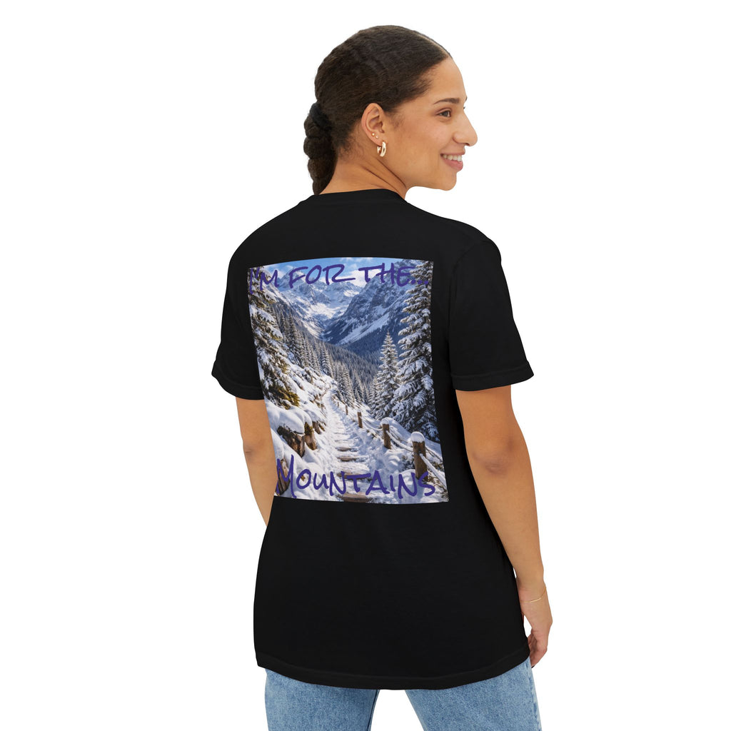 Women's Mountain Snow T-Shirt | Pocket Tee