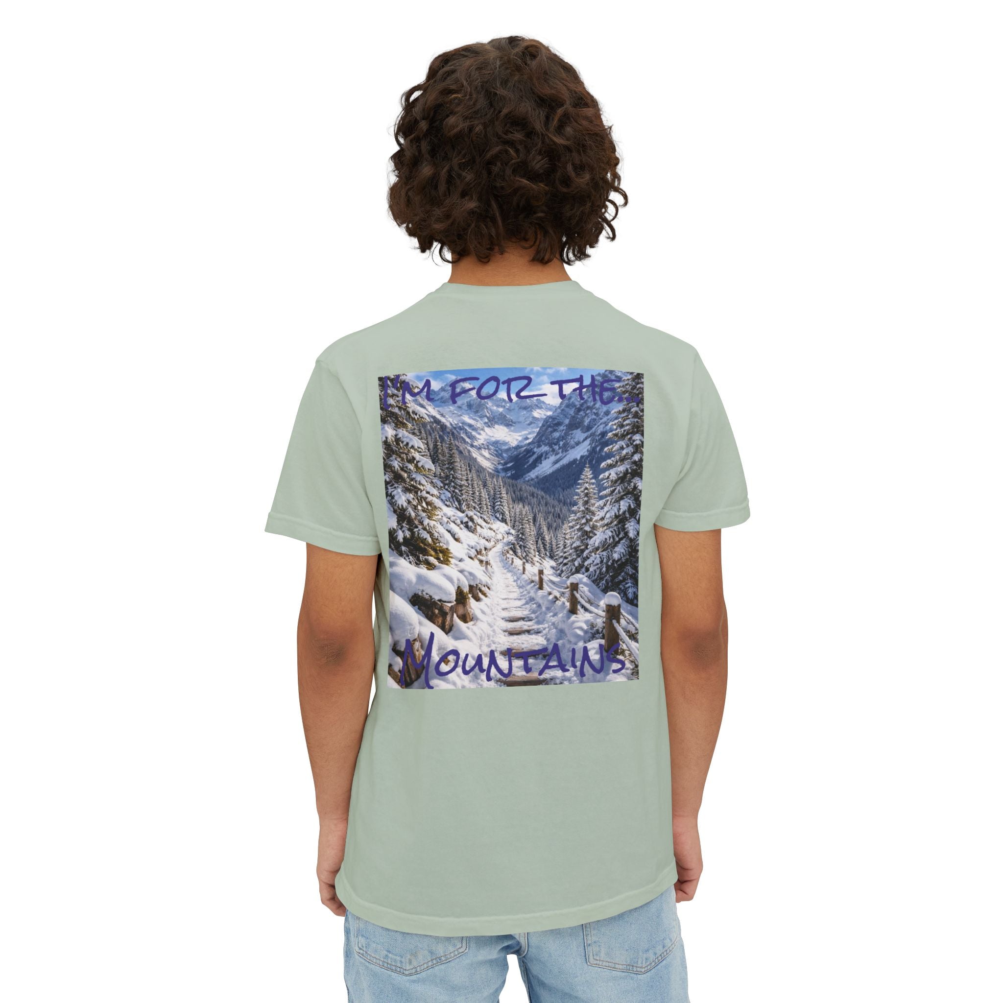 Men's Mountain Snow T-Shirt | Pocket Tee