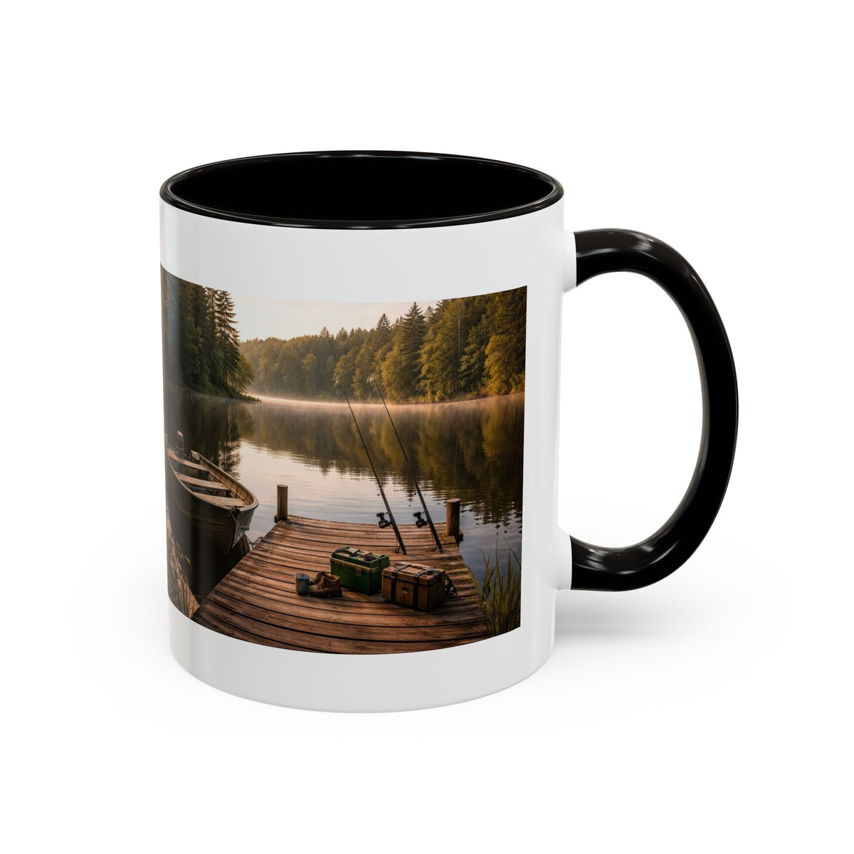 Women's Lake Dock Fishing Scene mug | Photo print mug