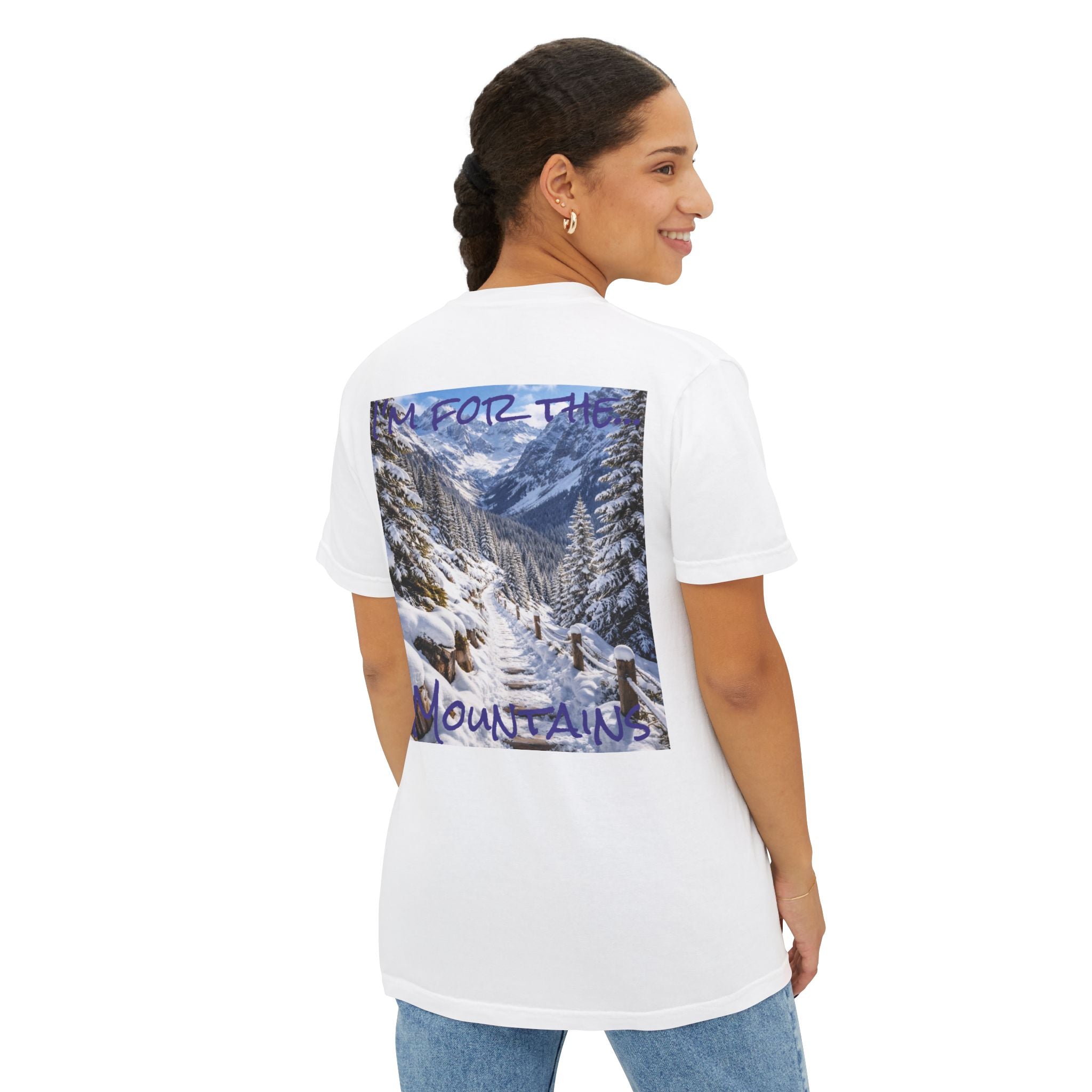 Women's Mountain Snow T-Shirt | Pocket Tee