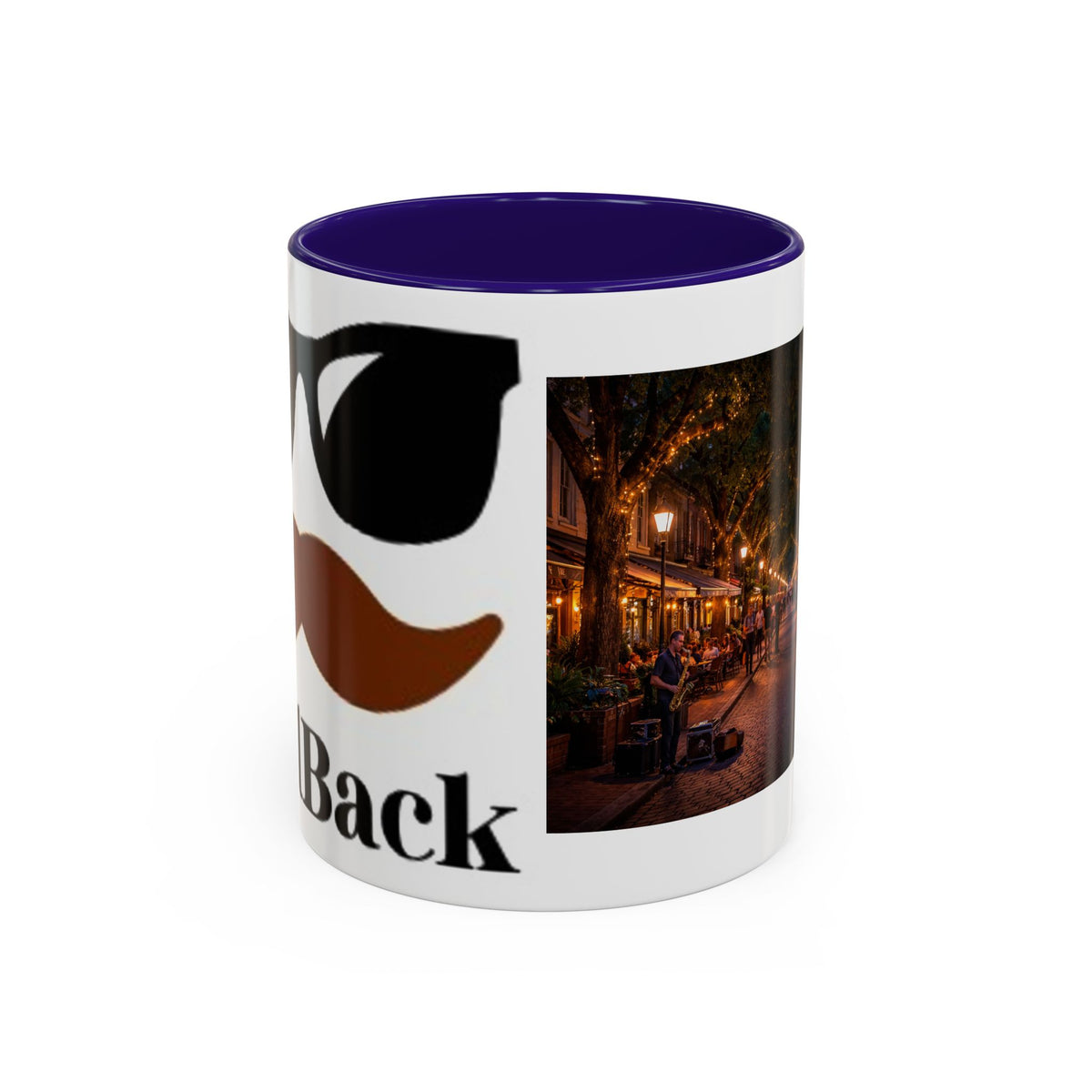 Men's Cozy Street Night Scene Mug | Color Accent Ceramic Coffee Cup