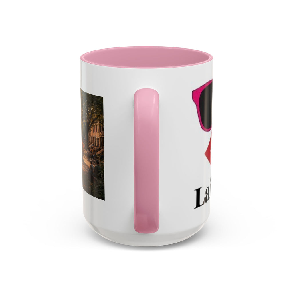 Women's City Park Fountain Neighborhood Scene Mug | Colorful Ceramic Coffee Cup