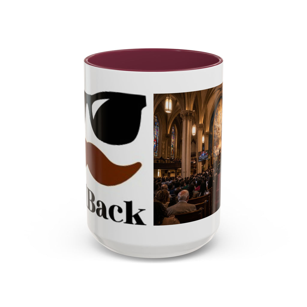 Men's Church Interior Photo Mug | Color Accent Ceramic Coffee Cup