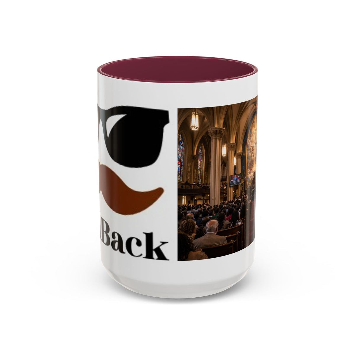 Men's Church Interior Photo Mug | Color Accent Ceramic Coffee Cup