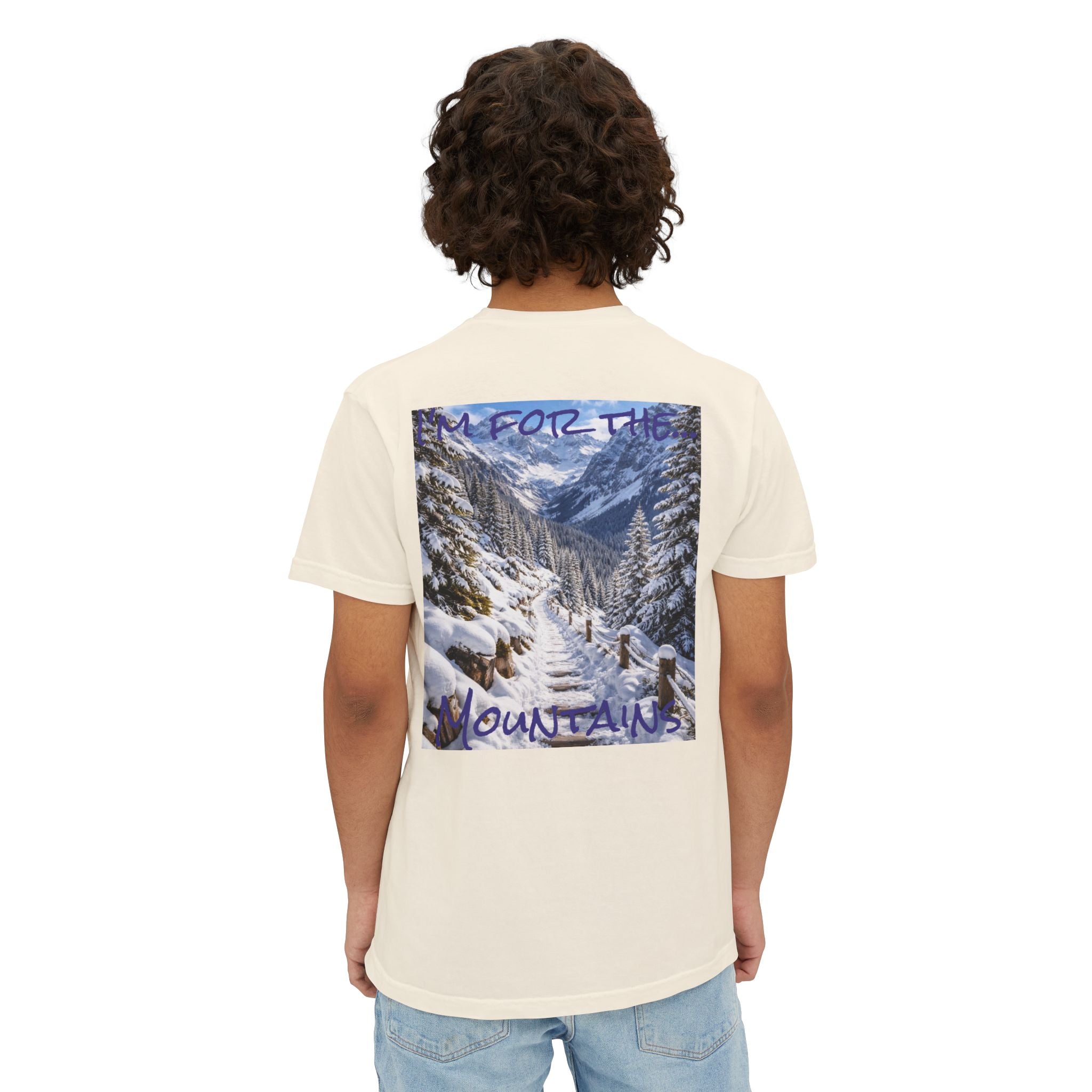 Men's Mountain Snow T-Shirt | Pocket Tee