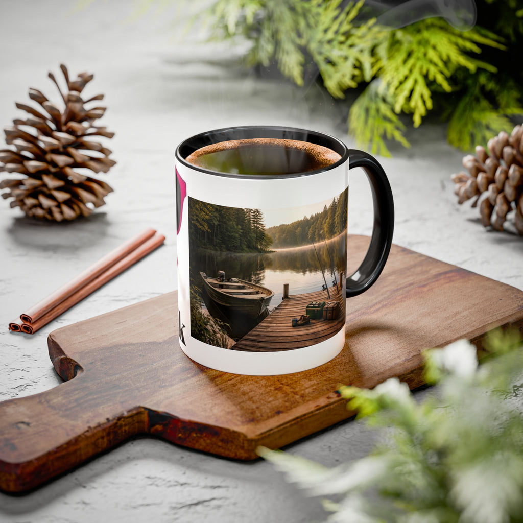 Women's Lake Dock Fishing Scene mug | Photo print mug