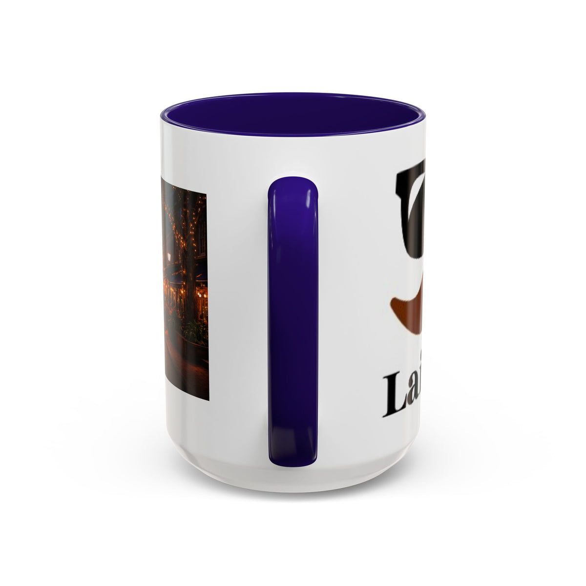 Men's Cozy Street Night Scene Mug | Color Accent Ceramic Coffee Cup