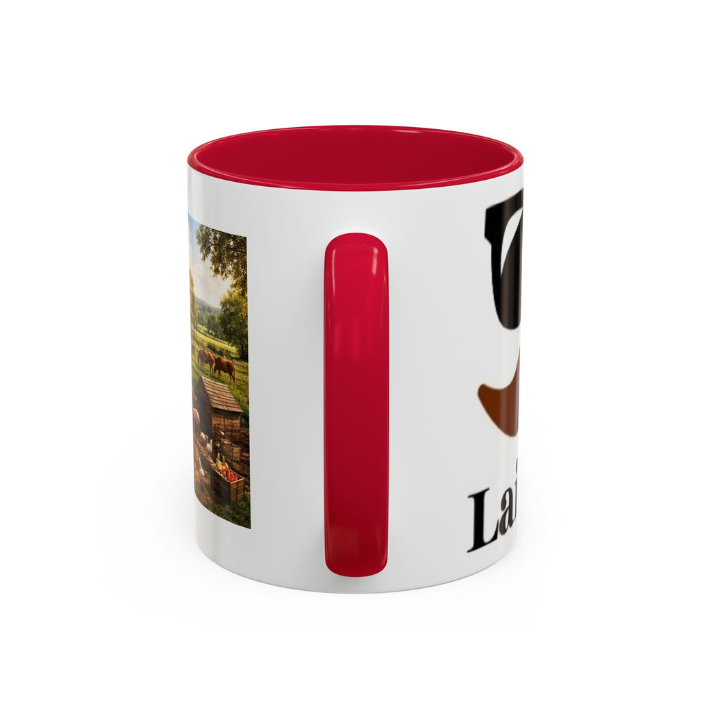 Men's Farm Scene Tractor Mug | Rustic Barnyard Countryside Coffee Cup