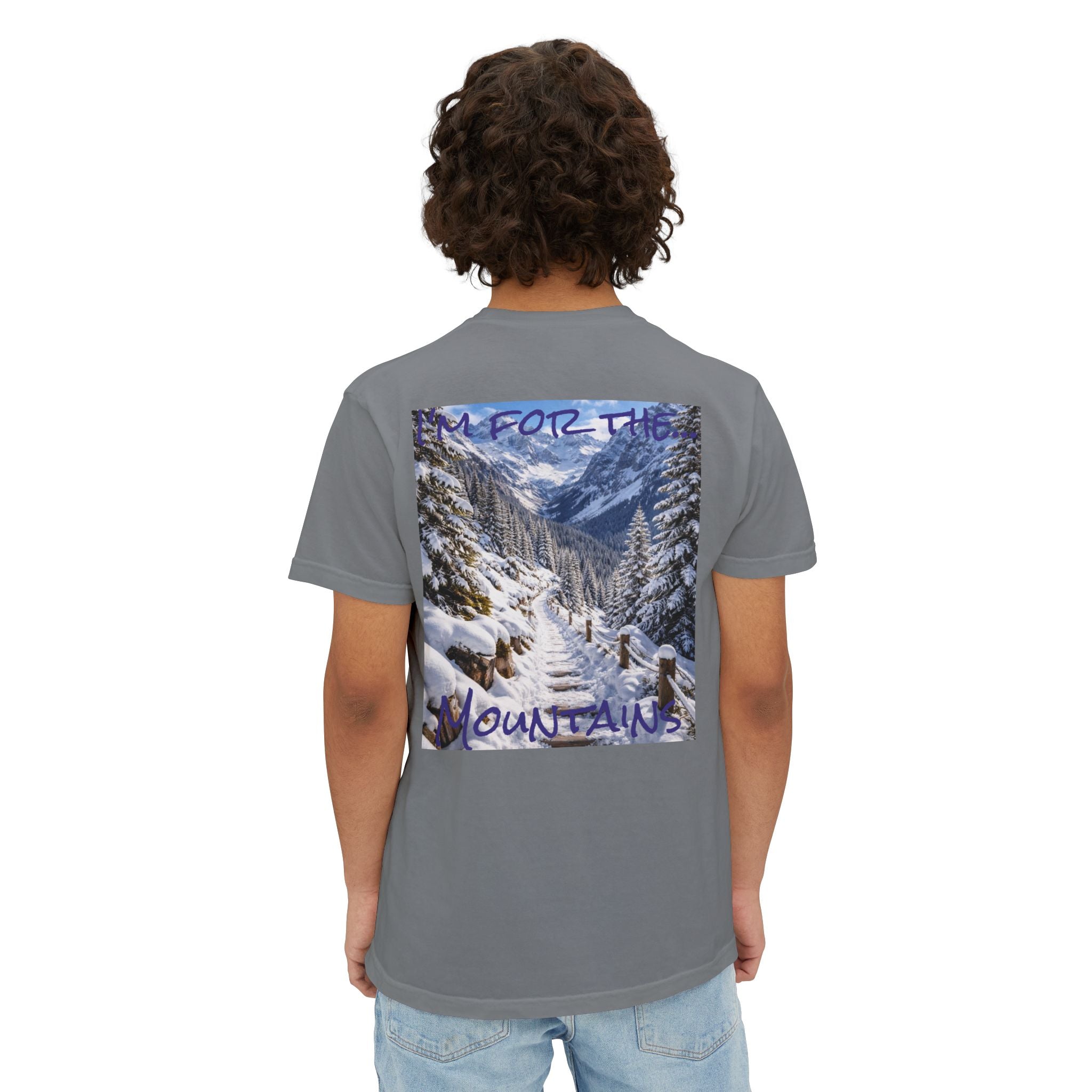 Men's Mountain Snow T-Shirt | Pocket Tee