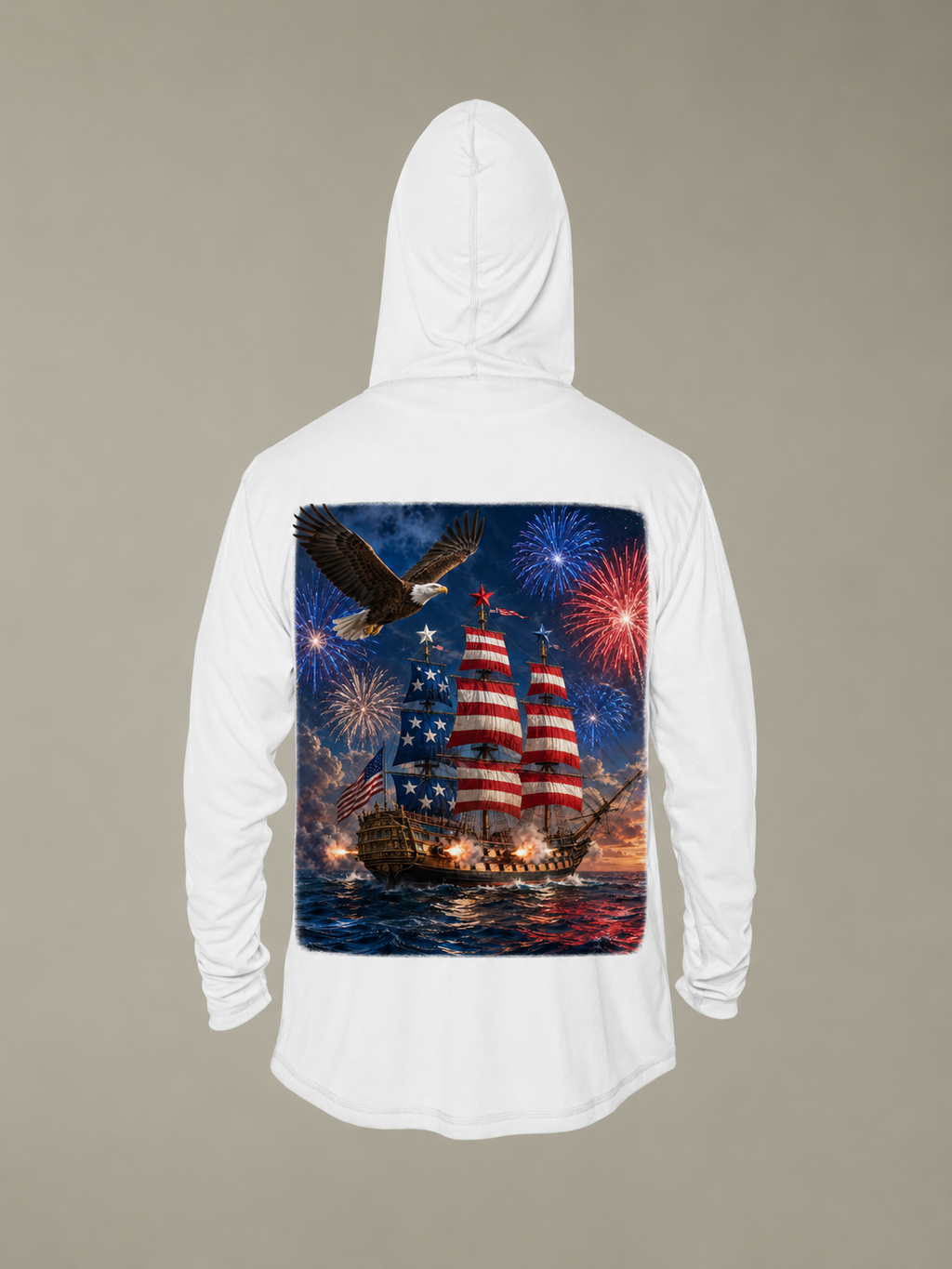 Women's 250 Years of Freedom Sailing Ship Hoodie | Patriotic Eagle Fireworks