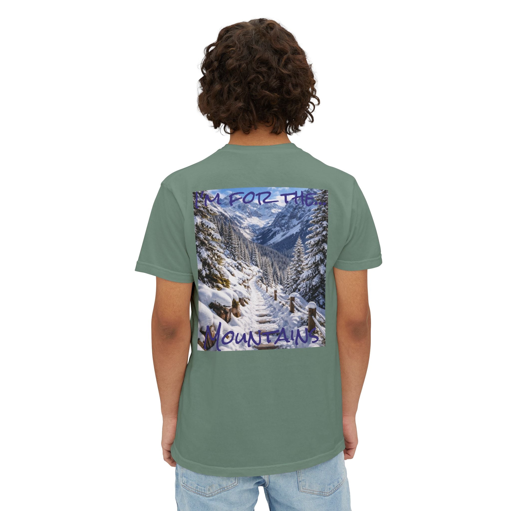 Men's Mountain Snow T-Shirt | Pocket Tee