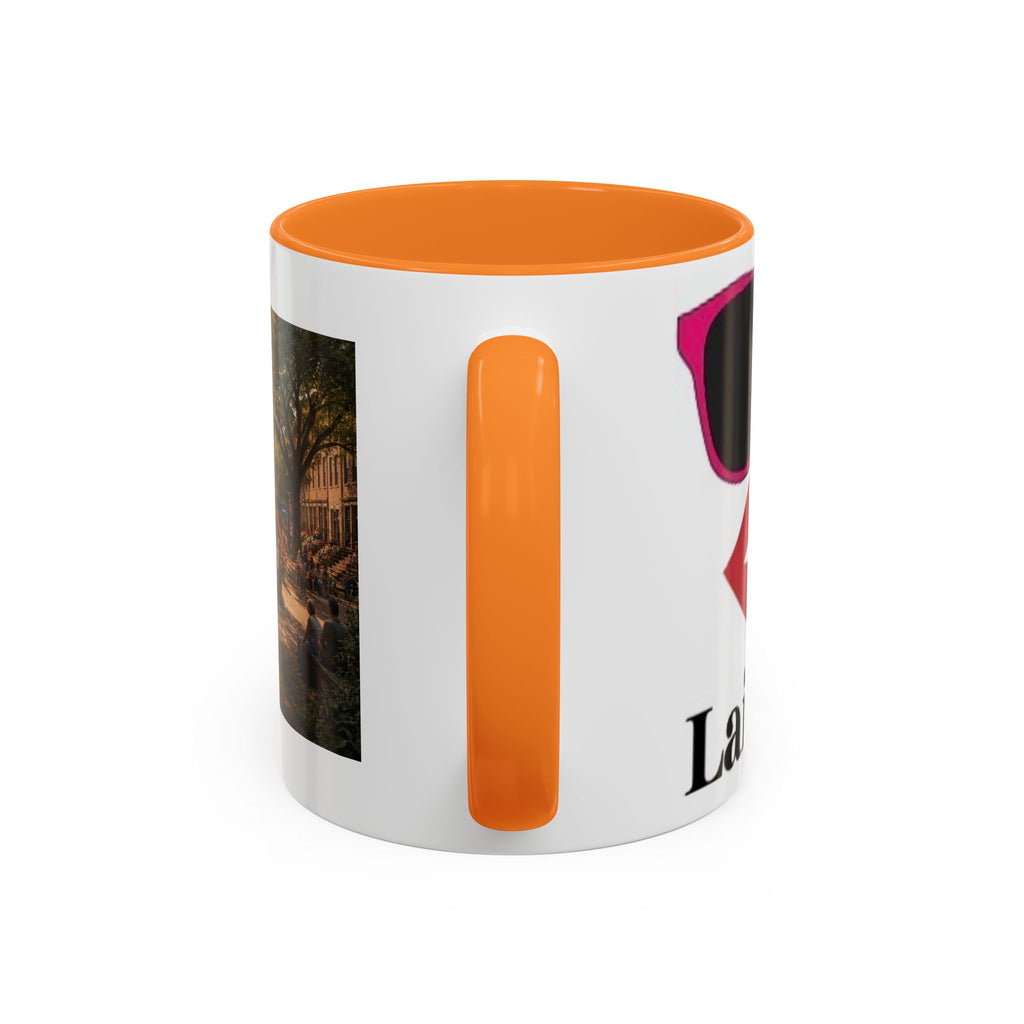 Women's City Park Fountain Neighborhood Scene Mug | Colorful Ceramic Coffee Cup