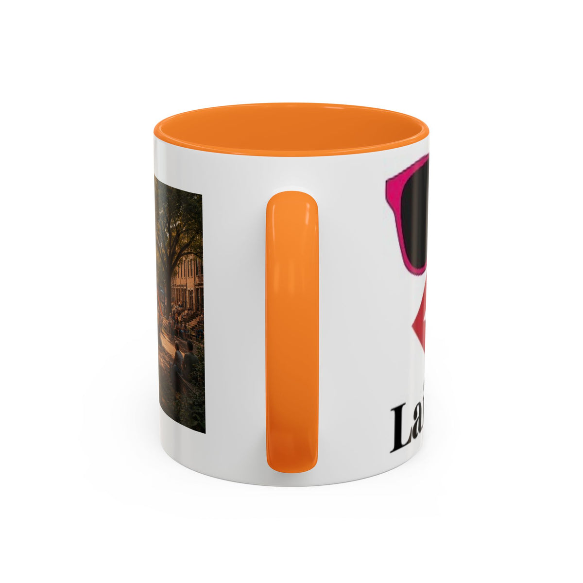 Women's City Park Fountain Neighborhood Scene Mug | Colorful Ceramic Coffee Cup