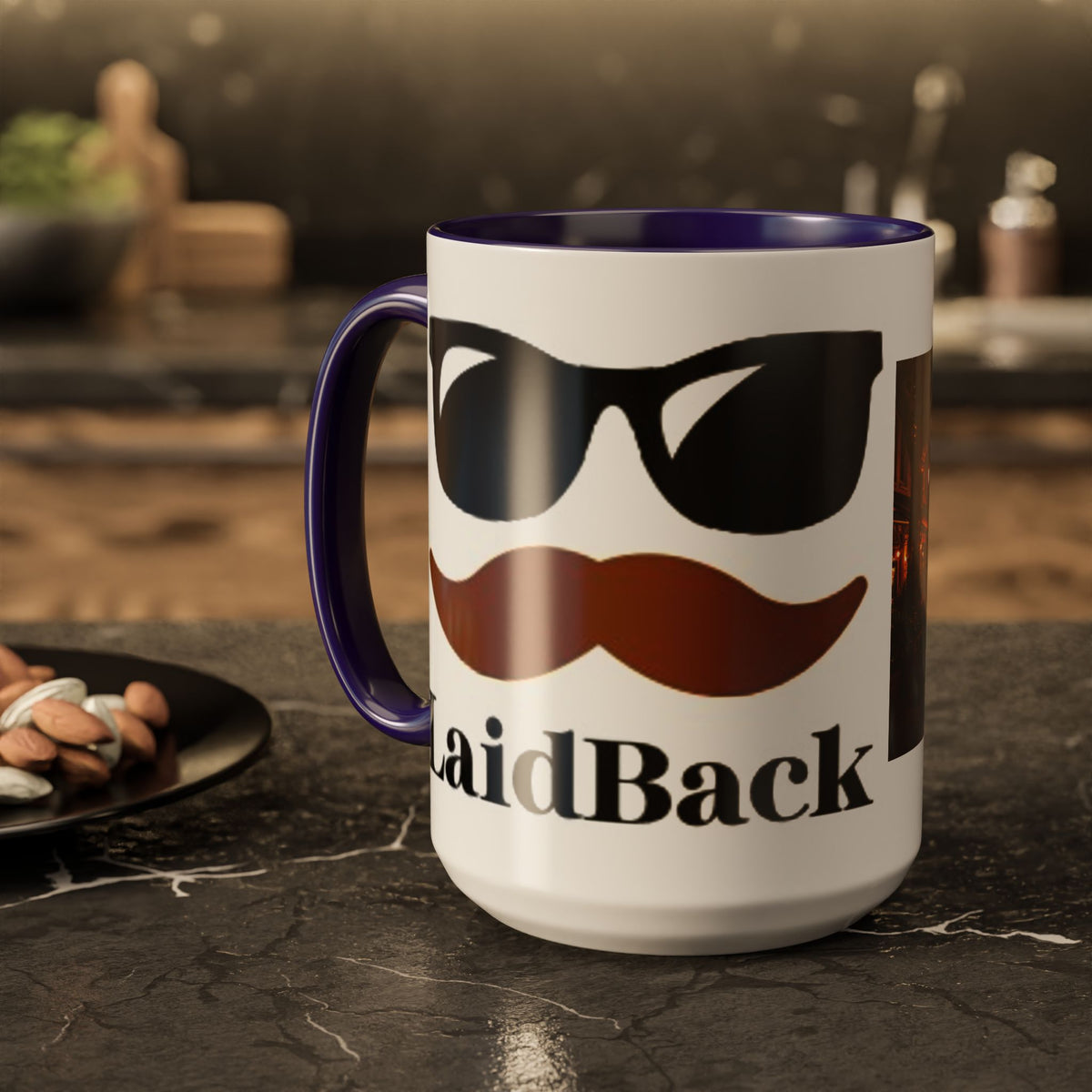 Men's Cozy Street Night Scene Mug | Color Accent Ceramic Coffee Cup