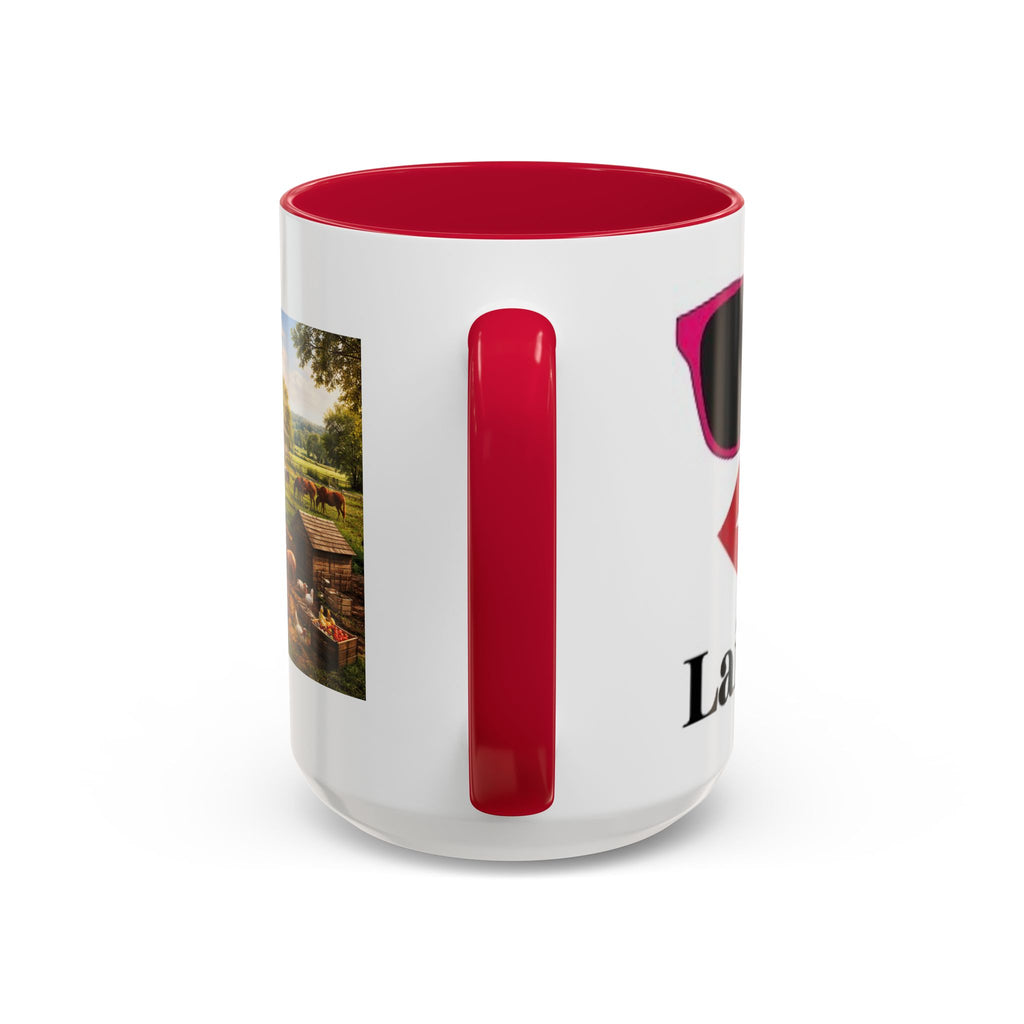 Women's Country Farm Scene Mug | Rustic Barn Tractor Countryside Coffee Cup