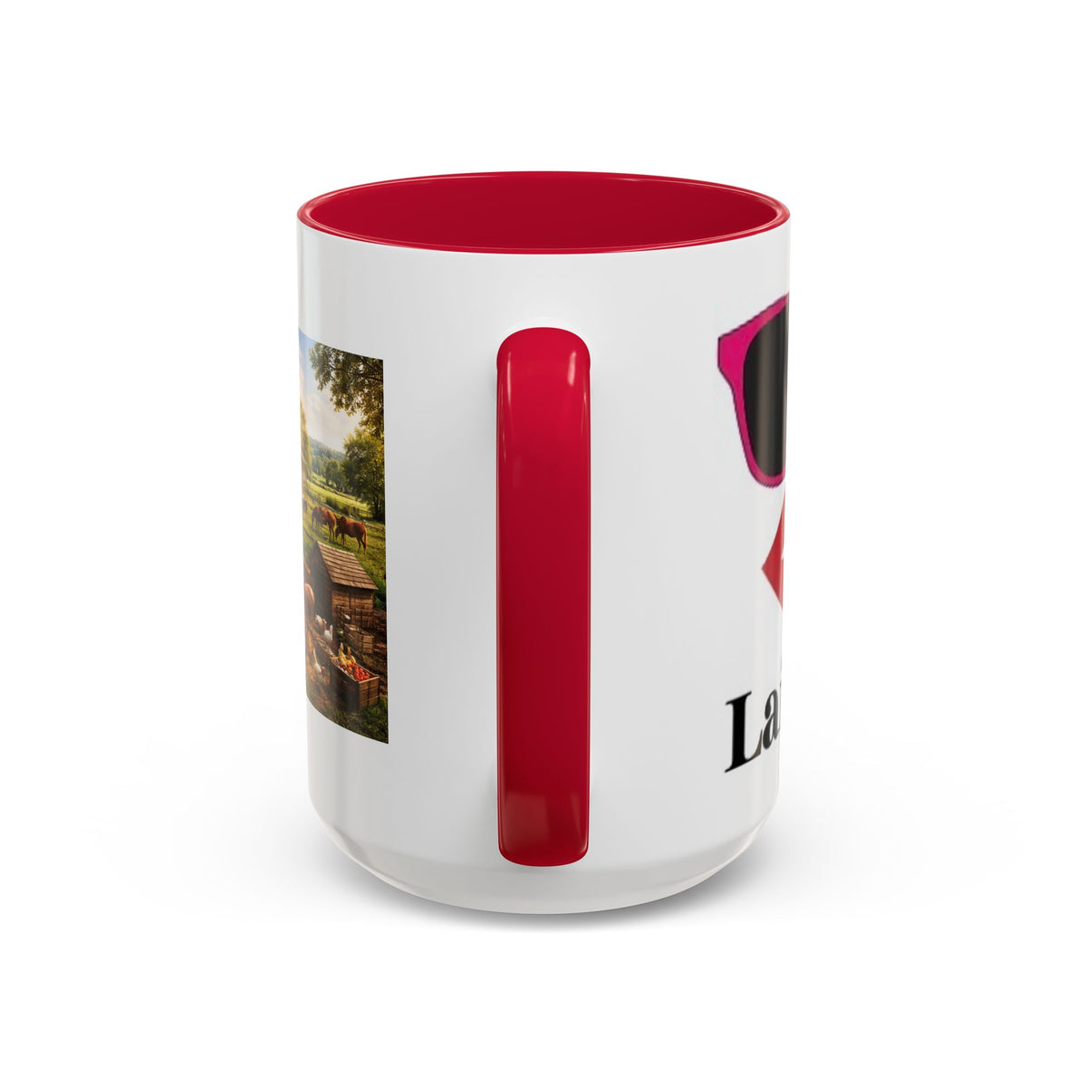 Women's Country Farm Scene Mug | Rustic Barn Tractor Countryside Coffee Cup