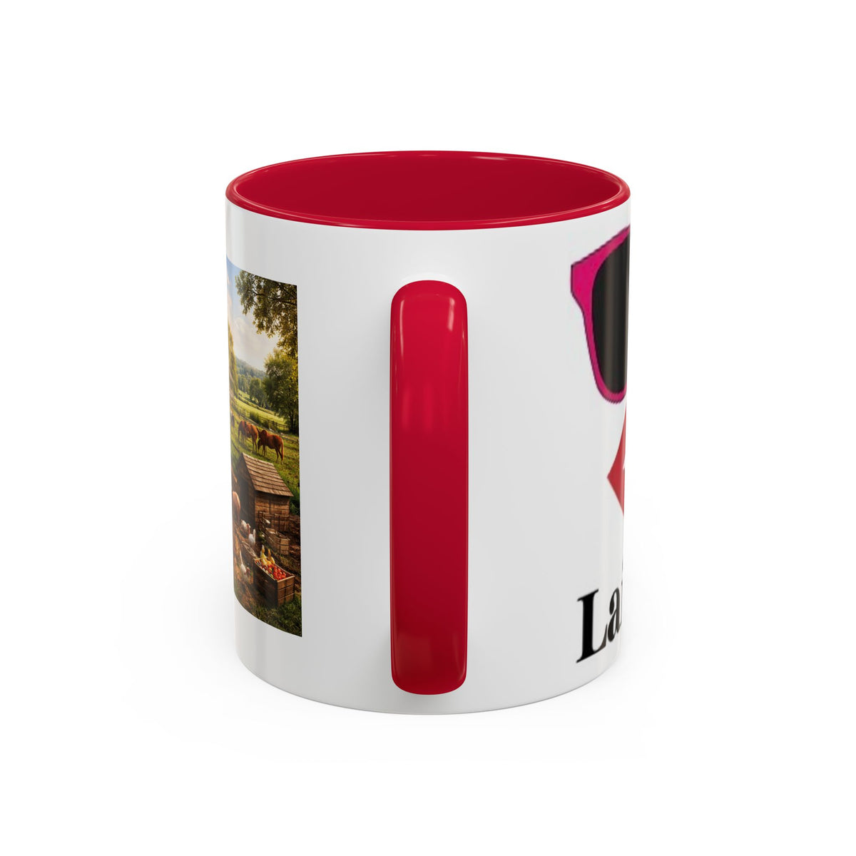 Women's Country Farm Scene Mug | Rustic Barn Tractor Countryside Coffee Cup