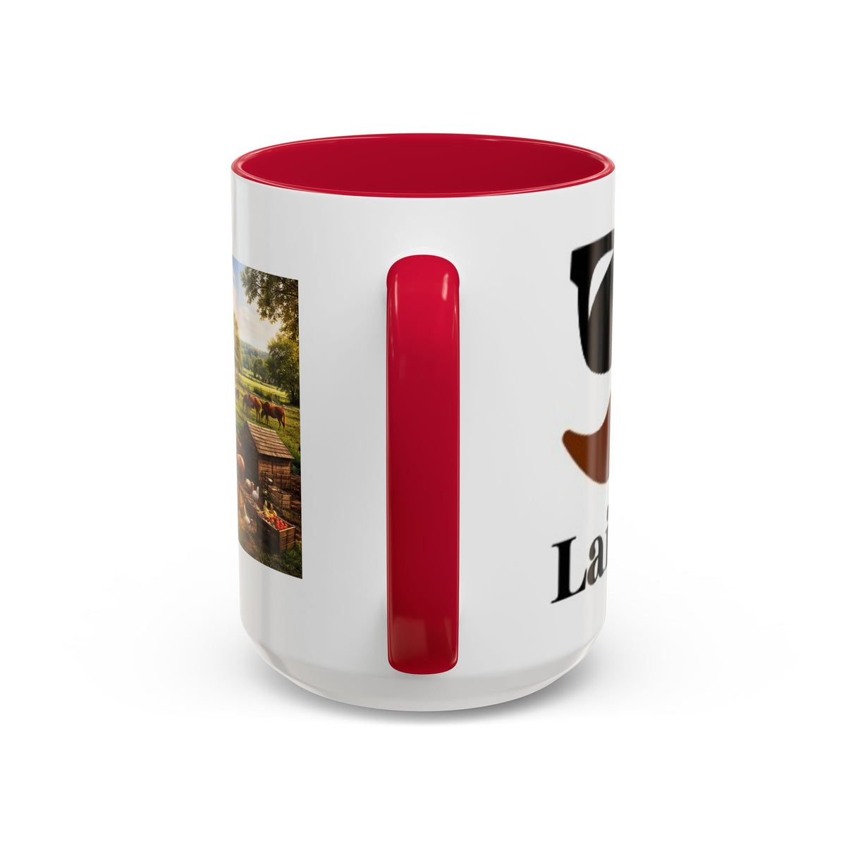 Men's Farm Scene Tractor Mug | Rustic Barnyard Countryside Coffee Cup