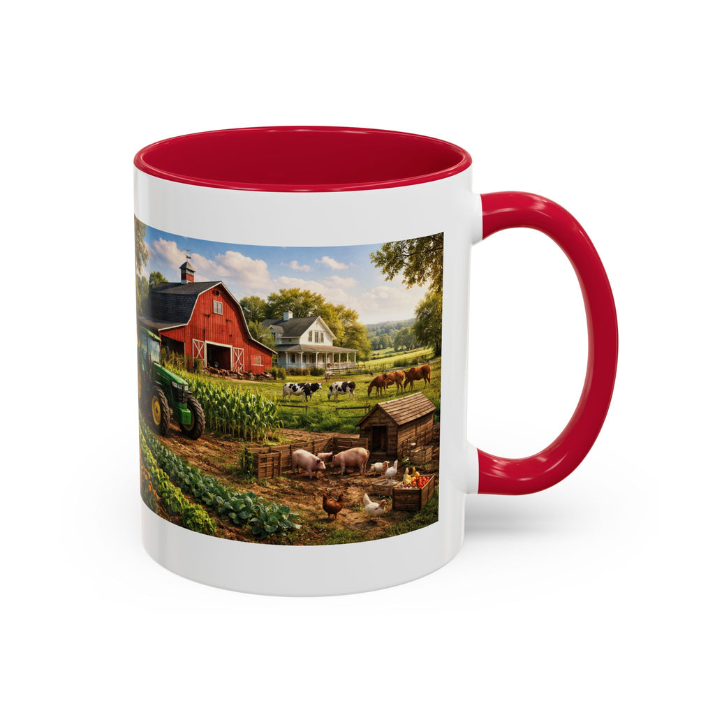 Women's Country Farm Scene Mug | Rustic Barn Tractor Countryside Coffee Cup