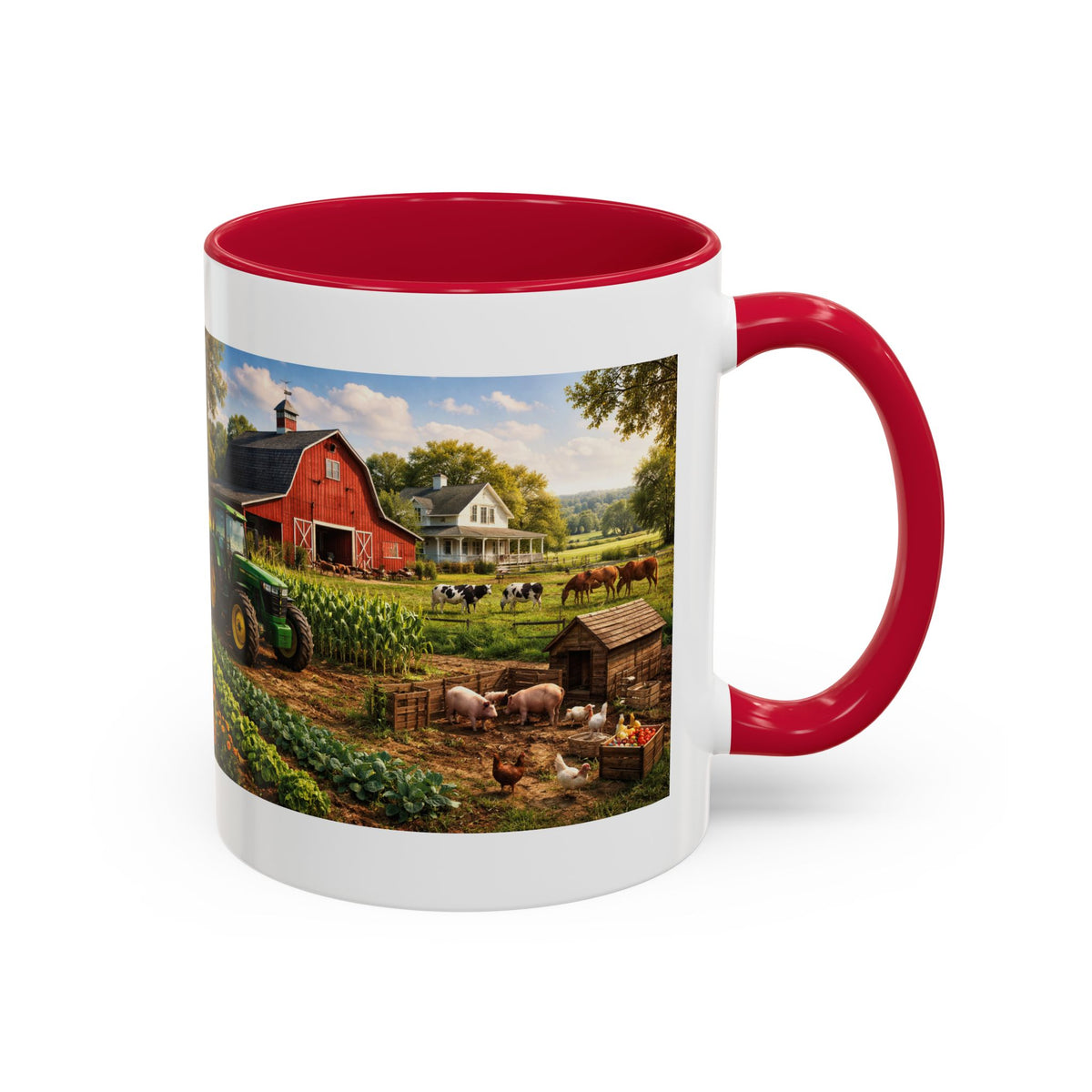 Women's Country Farm Scene Mug | Rustic Barn Tractor Countryside Coffee Cup