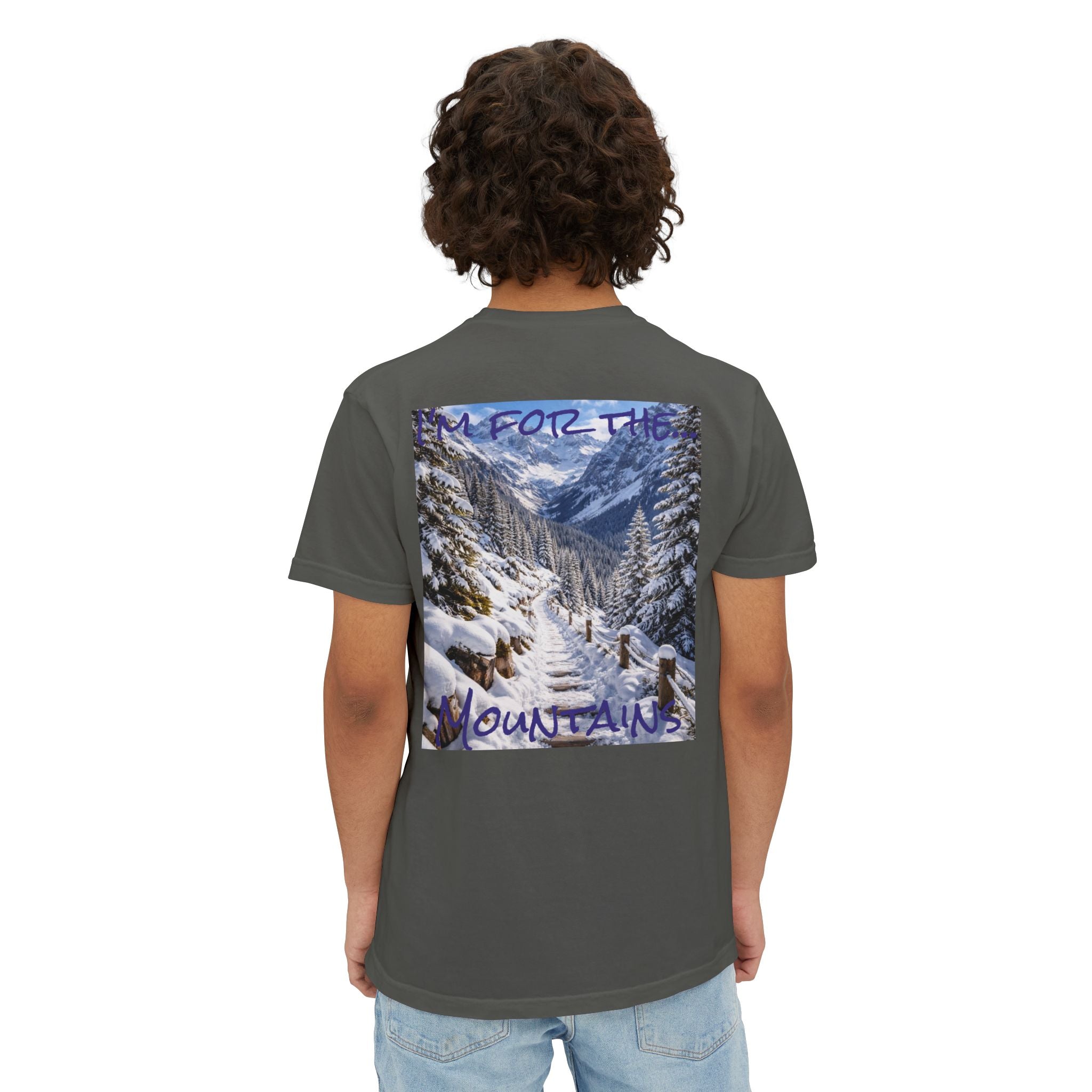 Men's Mountain Snow T-Shirt | Pocket Tee