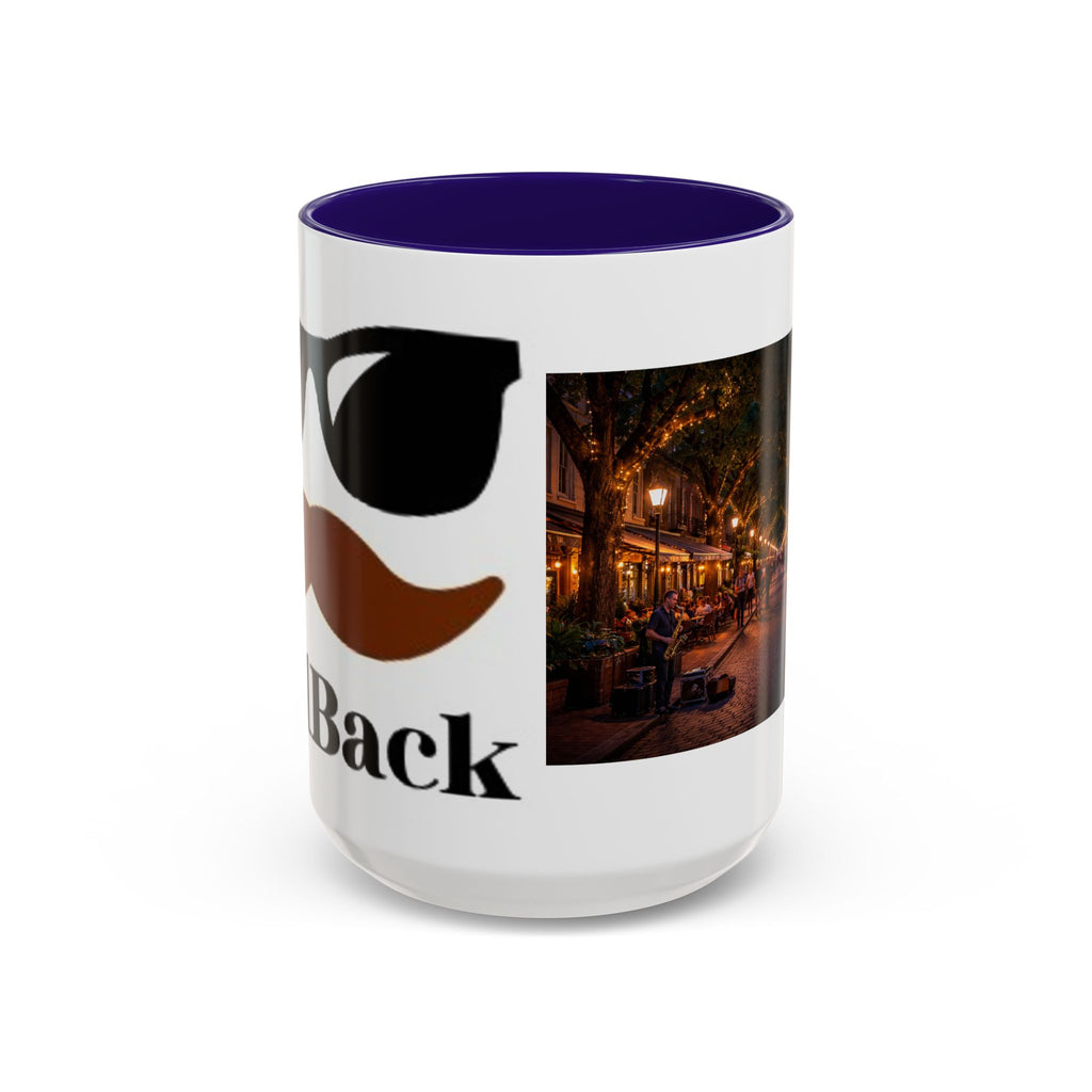 Men's Cozy Street Night Scene Mug | Color Accent Ceramic Coffee Cup