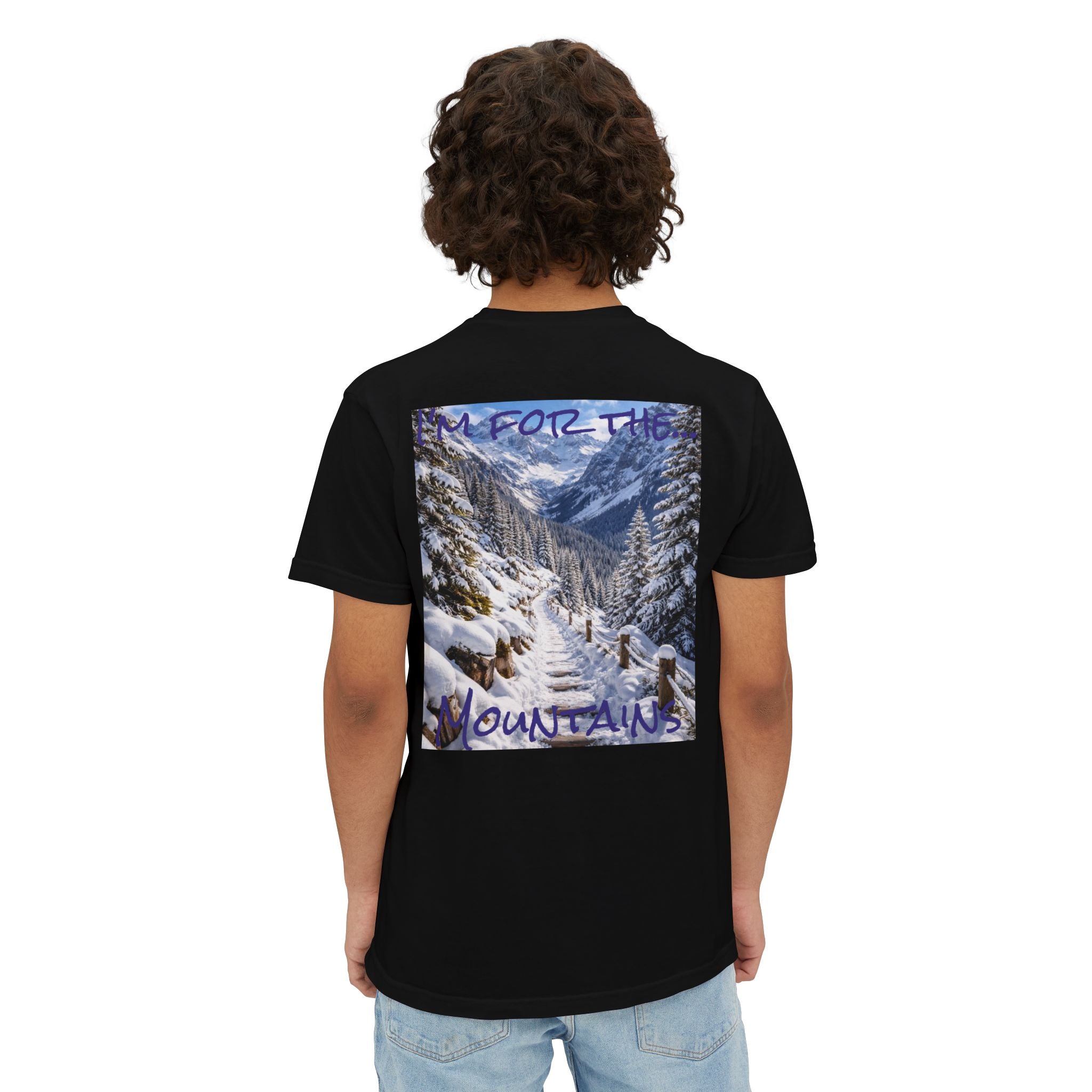 Men's Mountain Snow T-Shirt | Pocket Tee