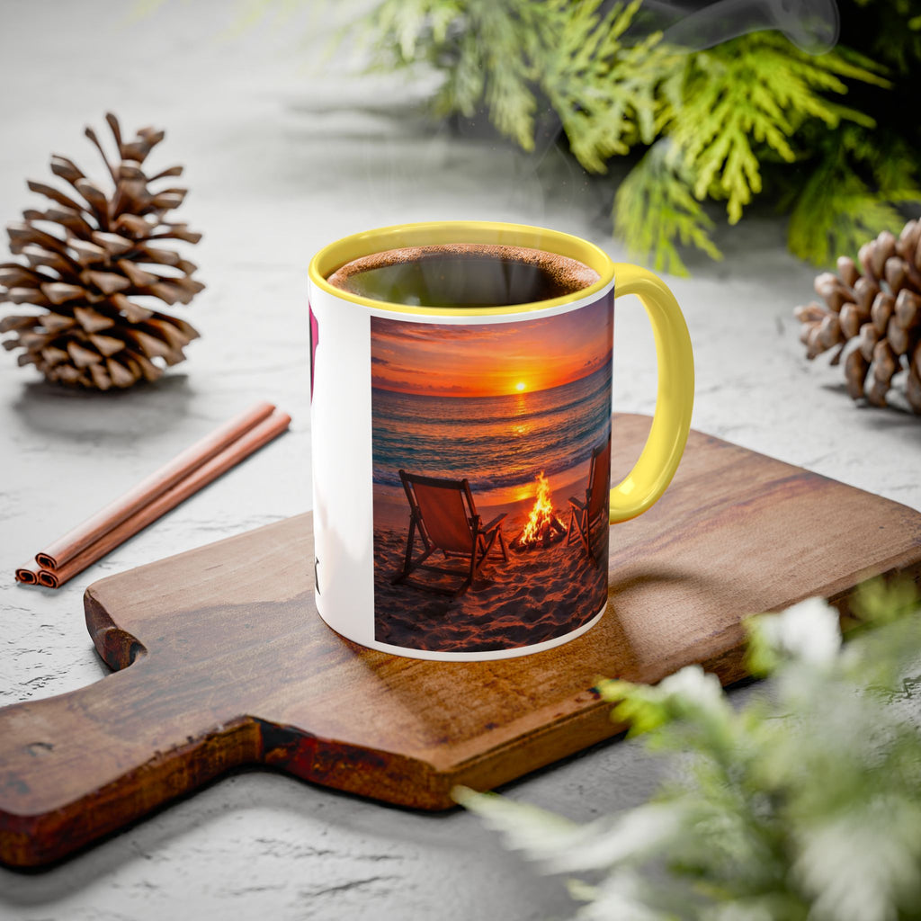 Women's Sunset Beach Bonfire Mug | Sunset Chairs Coffee Mug