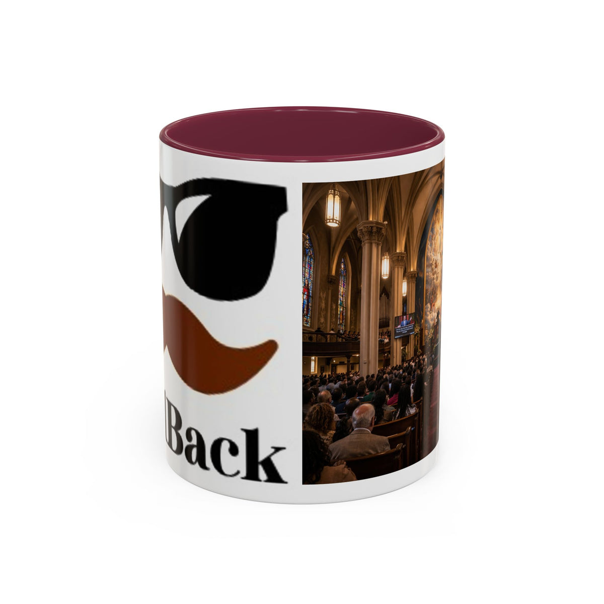 Men's Church Interior Photo Mug | Color Accent Ceramic Coffee Cup