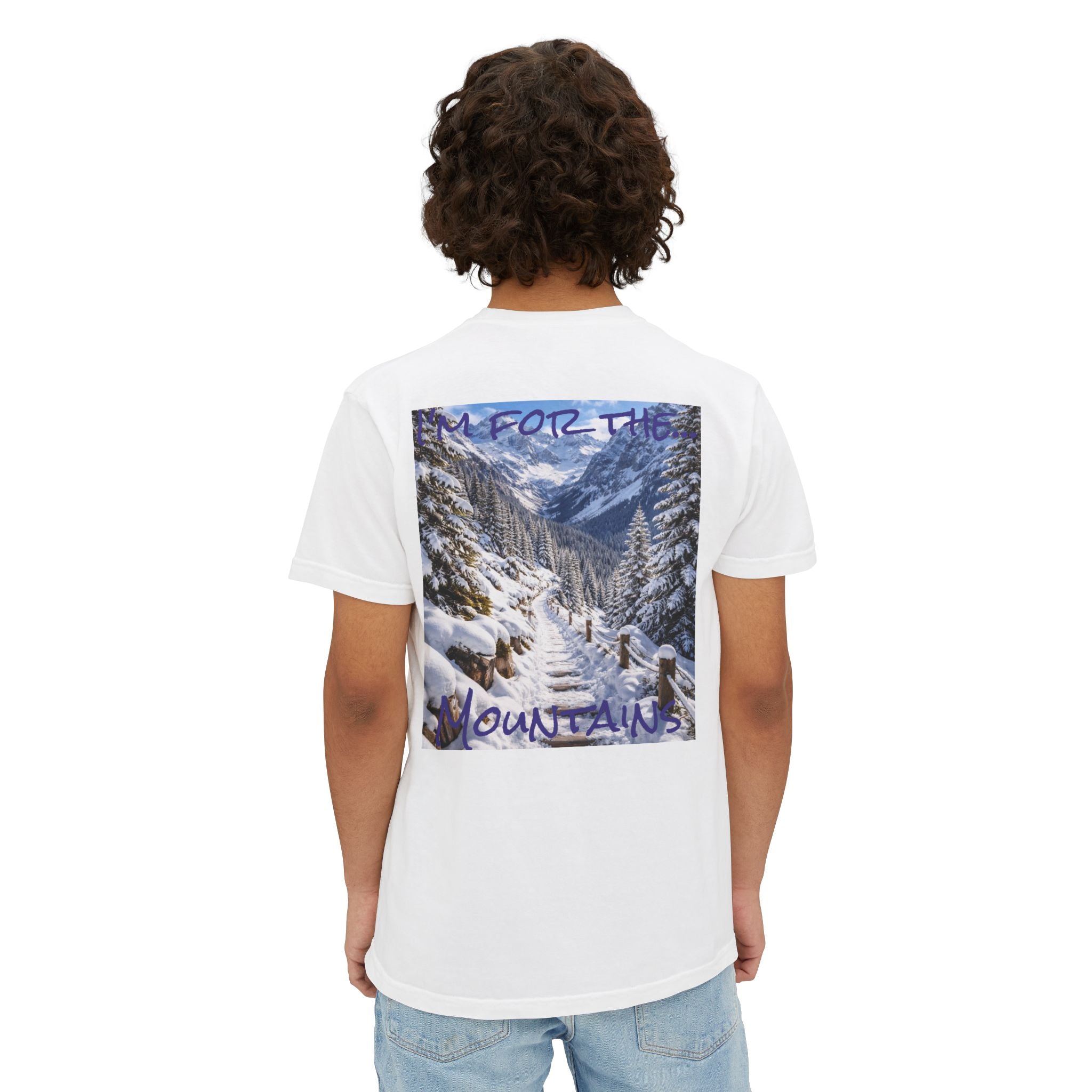 Men's Mountain Snow T-Shirt | Pocket Tee
