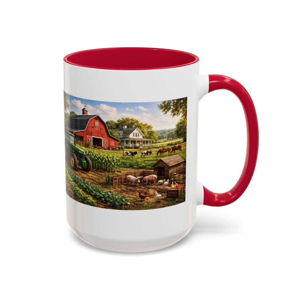 Men's Farm Scene Tractor Mug | Rustic Barnyard Countryside Coffee Cup