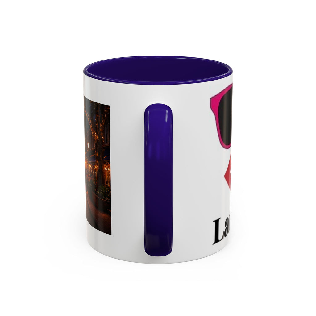 Women's City Street Night Photo Mug | Retro Sunglasses Lips Graphic Mug